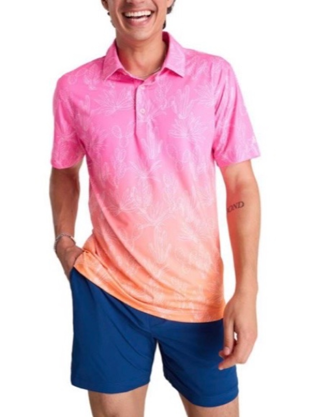 Chubbies Men's Performance Polo Short Sleeve Sunset Succulent Size L